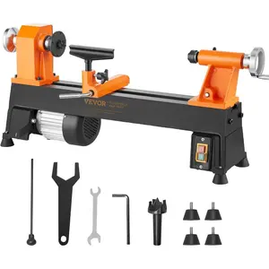 VEVOR Benchtop Wood Lathe, 10 inx 18 in, 0.5 HP 370W Power Wood Turning Lathe Machine, 5 Variable Speeds 780/1320/1920/2640/3840 RPM with Rod Injection Wrenches Faceplate Foot Pads, for WoodworkingVEVOR Super Brand Day