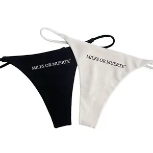Milfs Or Muerte Black and White, Women Cotton Double Layers Thong Lingerie Erotic G Strings Panties Breathable Comfortable Underwear Lightweight Comfort