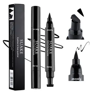 Dual Tip Wing Stamp Eyeliner Pen 2 in 1 Easy Perfect Cat Eye Makeup Tool Winged Liner Stamp for Beginners Waterproof Smudge Proof Long Lasting Liquid Eyeliner for Women Girls