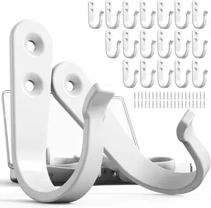 Hook for Hanging - 20PCS Hook for Hanging, Wall Hooks for Coats, Heavy Duty Single Prong Wall Hooks with 40 Pieces Screws (White)