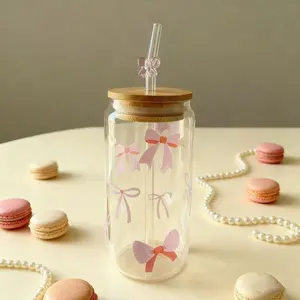 Summer Cool Bottle Drinking Bottle for Home Office Use,  Strawberry Pattern Coffee Glass Cup, 1 Count Water Mug with Lid & Straw, Summer for Gift, Kitchenware Reusable Reusable Portable Washable Bottled Tumbler Drinkware
