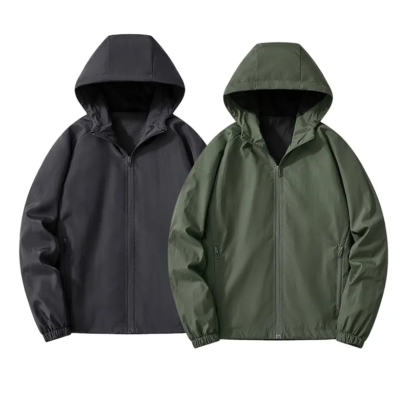 Men's Minimalist Solid Polyamide Zip-Up Long-Sleeve Waterproof Lightweight Hoodie - Dry Fit, Breathable Moisture-Wicking, Machine Washable Casual All-Seasons Daily Wear Sportswear (Size S, Fitness Athletic Streetwear, Sporty Chic Men's Wardrobe)