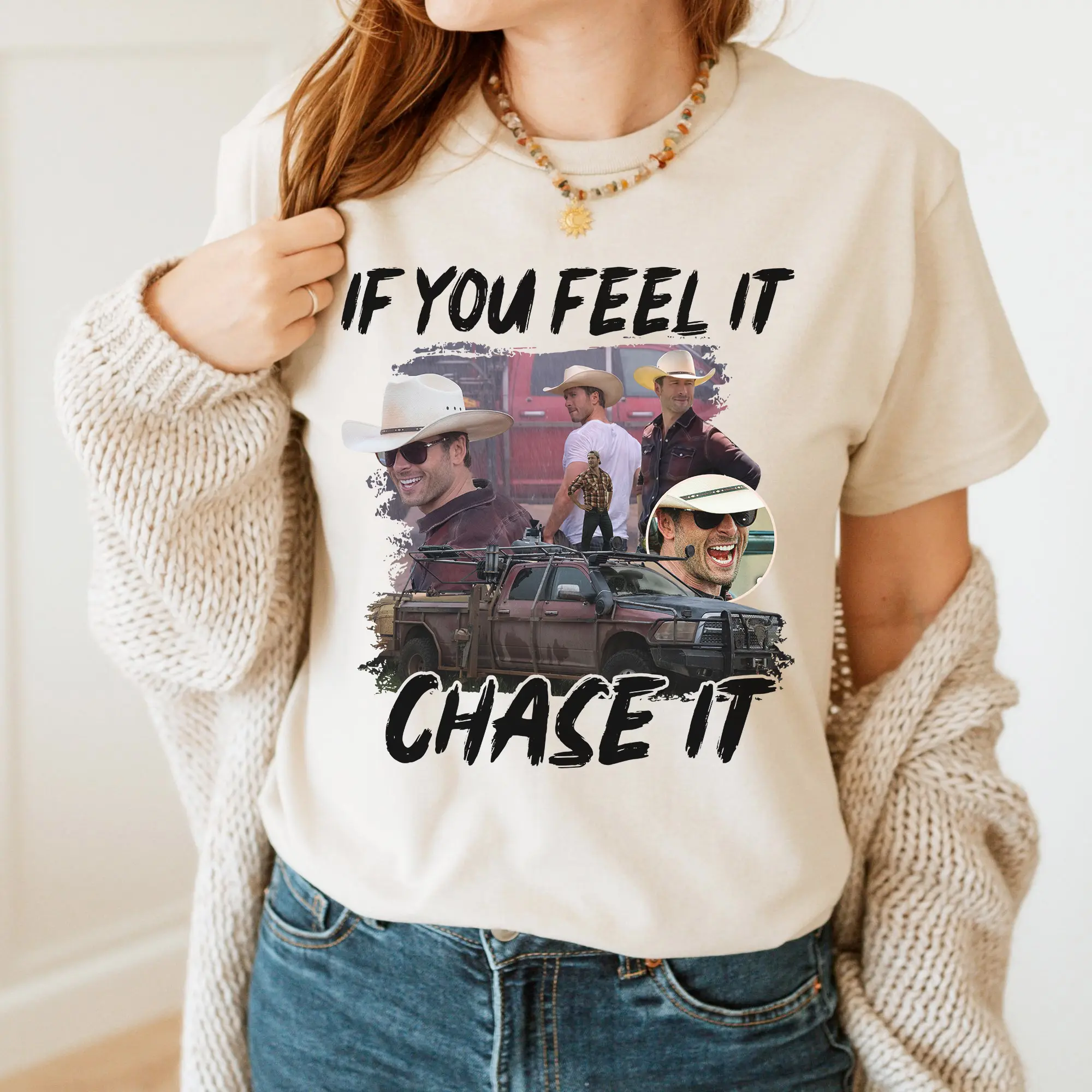 If You Feel It Chase It Comfort Colors T-Shirt Glen Powell Shirt, Tyler Owens Twisters Tee, Vintage Glen Powell Homage Shirt, Twisters Movie Shirt