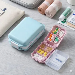 Leak-Proof Travel Pill Organizer, Portable Medicine Storage Box, Mini Pill Case with Compartments, Moisture-Resistant & Spill-Proof Tablet Container, Compact Plastic Pillbox for Home & Trips