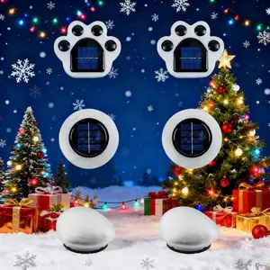 Paw Print OR Ring Solar Light | 4-Pack of Your Choice | Random Set of All Brilliant White or All Warm White | Outdoor Waterproof Solar Garden & Pathway Lights