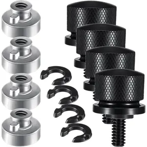 8 Pcs Seat Bolt Screw Nut Kit, Fender Seat Nut Kit 1/4-20 Thread Compatible With Sportster,Softail,Touring,Dyna (Black)