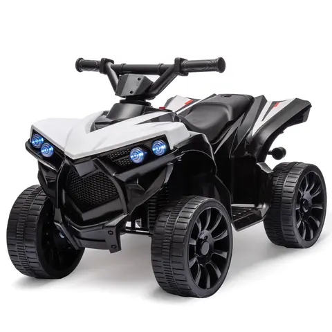 GARVEE 6V Rechargeable Kids' ATV-Look Ride-On Quad Car - ASTM Certified Polypropylene Sports Toy for 3-4 Yr 55lbs Toddlers, Built-in Music Player, LED Lights, Foot Pedal, Durable Wheels, Battery-Powered 4 Wheeler for Transportation & Fun Play