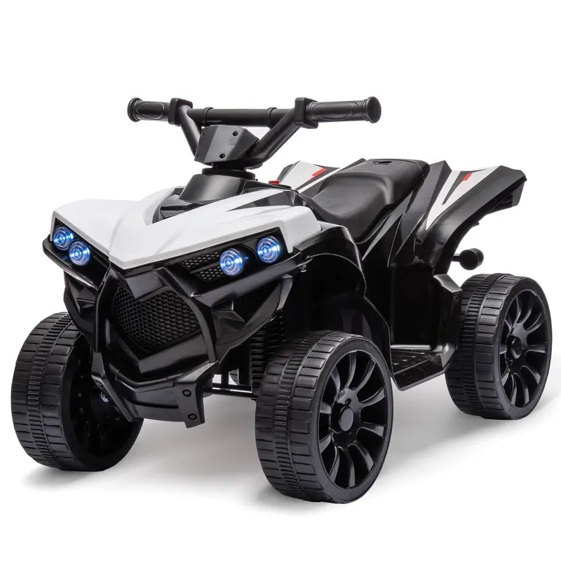 GARVEE 6V Rechargeable Kids' ATV-Look Ride-On Quad Car - ASTM Certified Polypropylene Sports Toy for 3-4 Yr 55lbs Toddlers, Built-in Music Player, LED Lights, Foot Pedal, Durable Wheels, Battery-Powered 4 Wheeler for Transportation & Fun Play