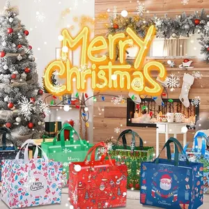 Large Christmas Gift Bags with Handles, Reusable Non-Woven Holiday Shopping Totes, 8/16pcs Set, 32.51cm X 24.89cm, Festive Party Supplies