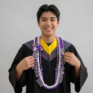 Class of 2026 Graduation Lei Set — Includes Honor Cord, Ribbon Lei, and Graduation Necklace — DIY Party Decorations & Supplies for High School and College Graduates