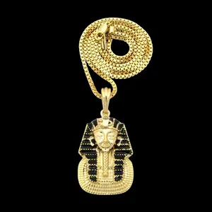 Thoth Gold Plated Egyptian King Tut Pharaoh Pendant with 18" 20" 24" Box Chain Necklace Jewelry for History Enthusiasts