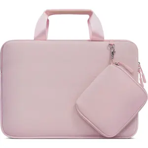 MOSISO Laptop Sleeve 13.3 inch, Carrying Case Compatible with MacBook Air 13 / Pro 13 / Pro 14, HP, Dell, ASUS, Lenovo Notebook Computer,Neoprene Briefcase Bag with Detachable Small Case, Pink