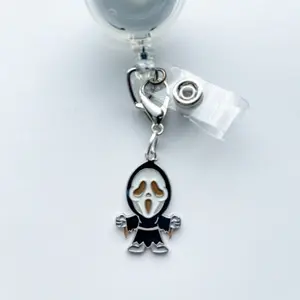 Horror Badge Reel Charm for Handbag, Backpack, Keys, ID Holder, Ghost Face Design, Spooky Charm for Personal Touch BADGE REEL NOT INCLUDED