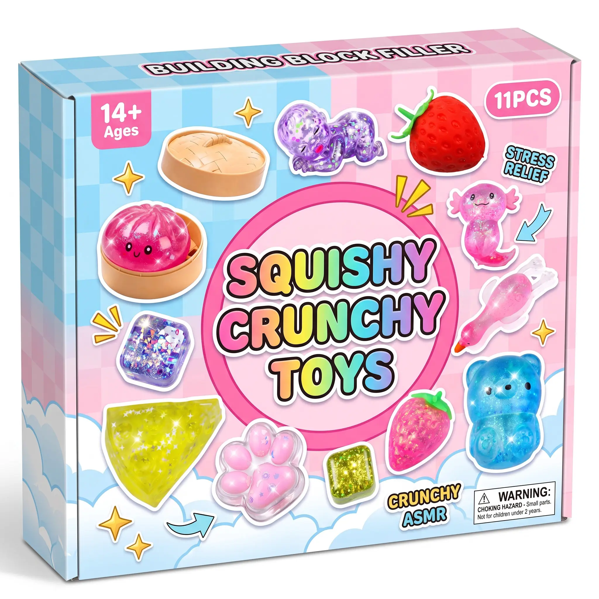 11 Pcs Squishy Fun Box, Assorted Cute Squishy Fidget Toys, Sensory Stress Relief Squeeze Toys for Teens & Adults, Viral Squishy Toy Gift Set, Back to School, Halloween & Christmas Gift, 14+ backtoschool