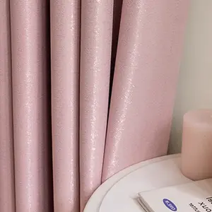 Blackout Curtains Easy Install Cream Style Bedroom High-End Full Blackout Milk Tea Color Chenille Curtain Sun Protection Insulation Cotton Linen Heavy Curtain