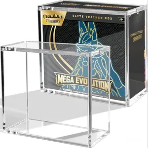 Elite Trainer Gift Box Acrylic Display Case, 5mm Thick Transparent Etb Protection, Magnetic Cover, Smooth Edges, Dustproof, Stackable