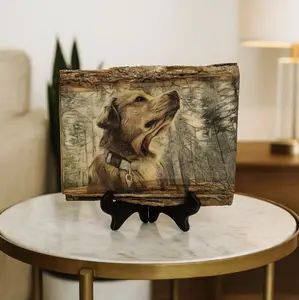 Custom Basswood Picture Frame - Rustic Christmas Gift for Pet Loss - Personalized Dog Photo Memorial - Small to Large Sizes - High-Quality Basswood - Includes Hanging Hardware