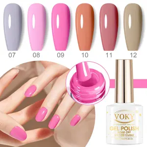 VOKY 6 Pack Gel Nail Polish Set V-JYJ-07-12 - Nude Pink Neutral Collection, Lavender Mauve Terracotta, UV LED Soak Off Daily Wear Nail Art Kit, 5-Free Long Lasting High Gloss