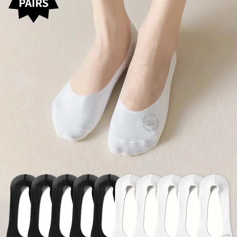10 Pairs of Ultra-Comfortable Minimalist Solid-Color Seamless, Elastic Multipack Socks for Men and Women, Lightweight, Breathable, Soft, and Stretchy with Mesh Fabric, Perfect for Office Wear, Casual Outings, or Gifts for Family and Friends
