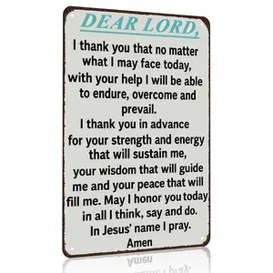 8x12 Inch Christian Gifts God Gifts Dear Lord In Jesus' Name I Pray Vintage Aluminium Sign Religious Metal Wall Art for Home Church Prayer Room Office Chapel Decor