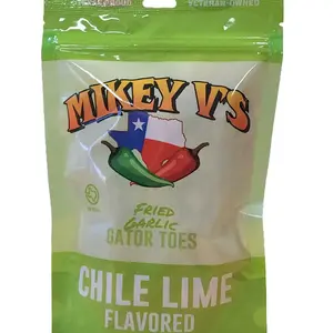 Mikey V's Chile Lime Gator Toes Fried Garlic Snacks Crunchy Spicy Tangy Crispy Flavorful Treats