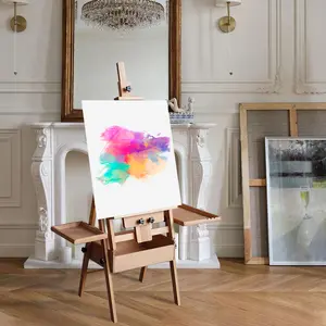 Beech Adjustable Foldable Multifunctional Easel with Drawer Tray – Children's Home Organizer for Sketching, Oil Painting