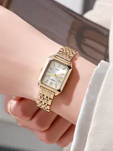 New Trendy Square Women's Watch, Ladies Wristwatch, Steel Band Quartz Watch, Fashionable Female Timepiece, Elegant Analog Design
