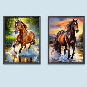 Horse Pattern DIY Diamond Arts Colorful Painting Kit without Frame, 2 Counts/set DIY 5D Diamond Arts Colorful Painting Kit, Wall Art Decor for Home, Diamond Painting Kits