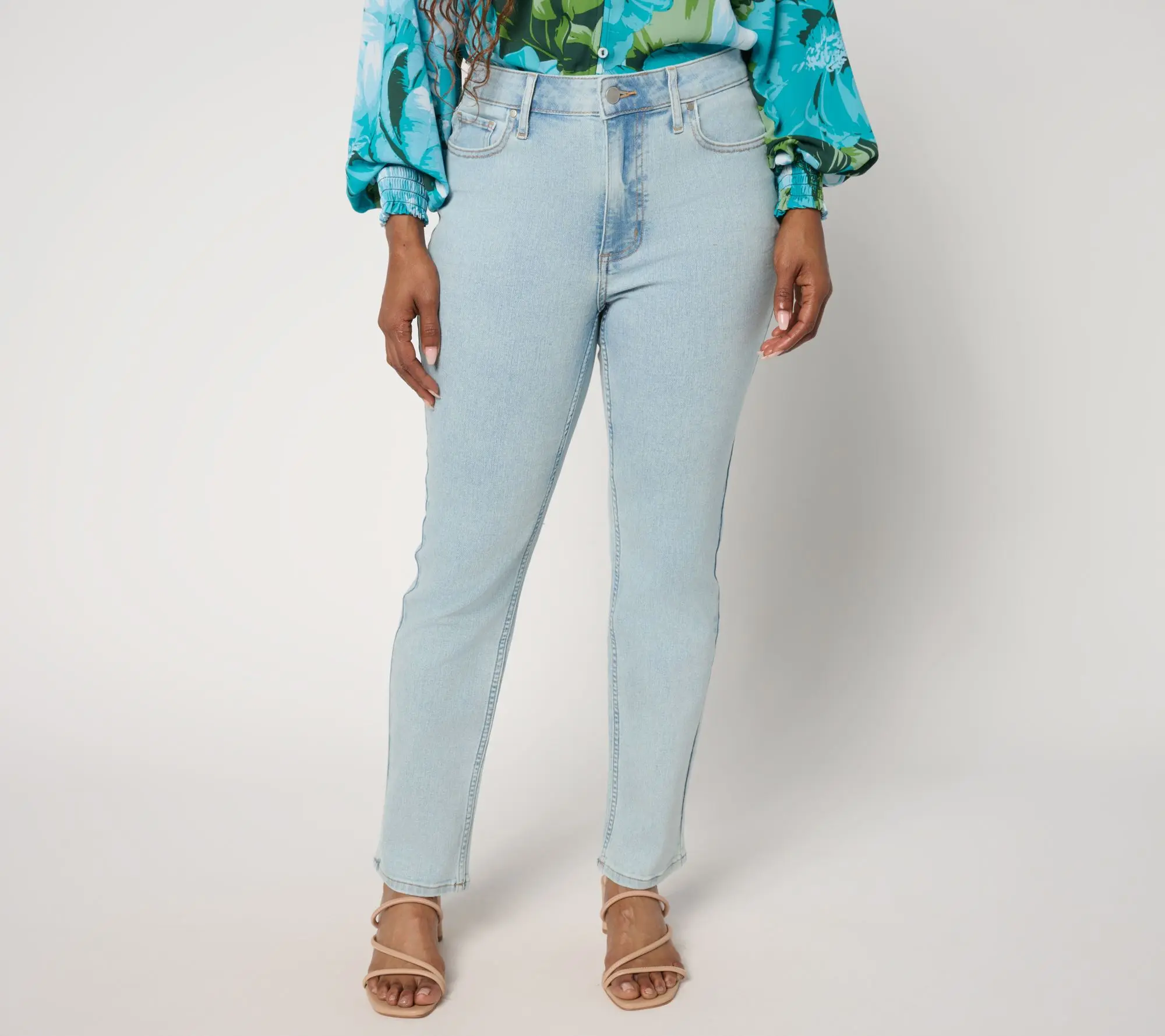 QVC BEAUTIFUL by Lawrence Zarian Women's Regular-Fit Classic Straight-Leg Ankle Jeans - Indi