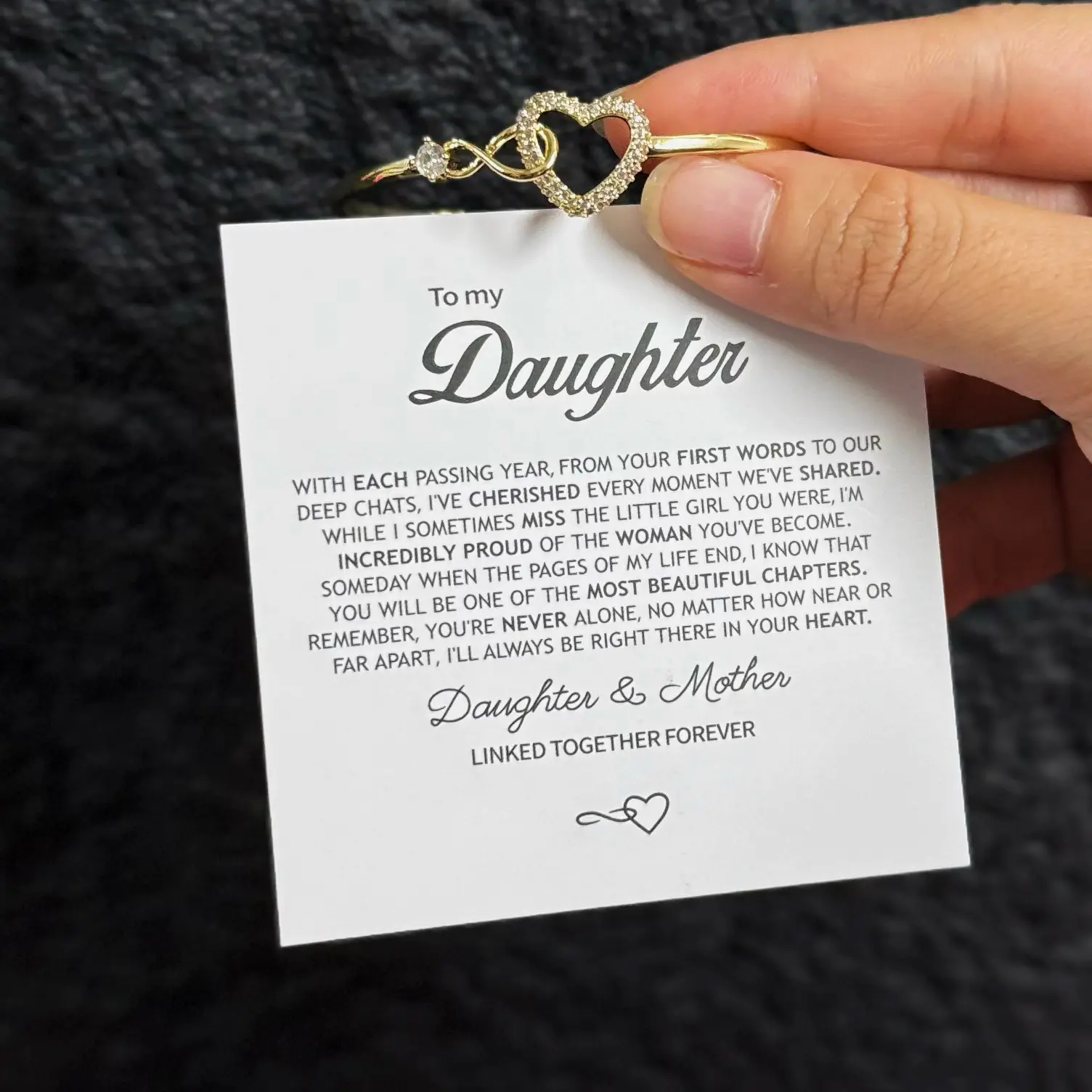 To My Daughter Forever Connected Bracelet Infinity Heart Design High-Quality Jewelry for Milestone Celebrations