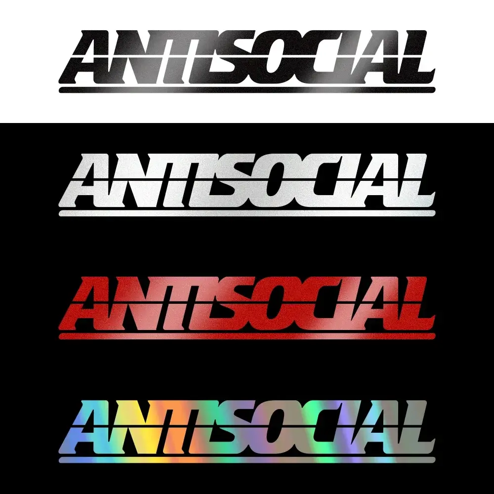 Antisocial Reflective Car Stickers Personalize For Auto Body Window Laptop Motorcycle Decals Styling Decoration Car Accessories