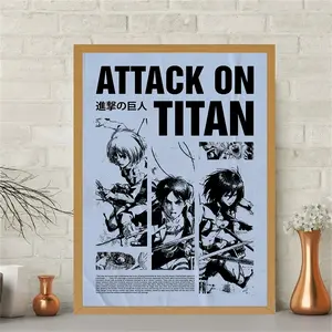 Japanese Manga Attack on Titan Wall Decor Poster, Cartoon Collection Birthday Party Decoration, Bedroom Dorm Room Background, No Frame