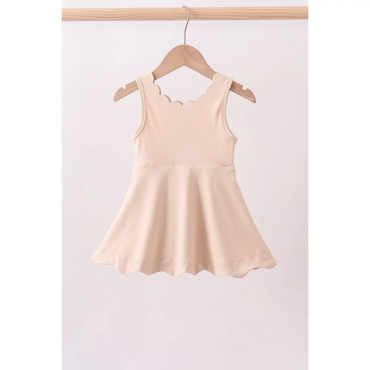Women's 2-Piece Nylon-Spandex Active Dress Set - Scalloped Edge, Built-in Support, Flattering Cut for Cardio, Yoga