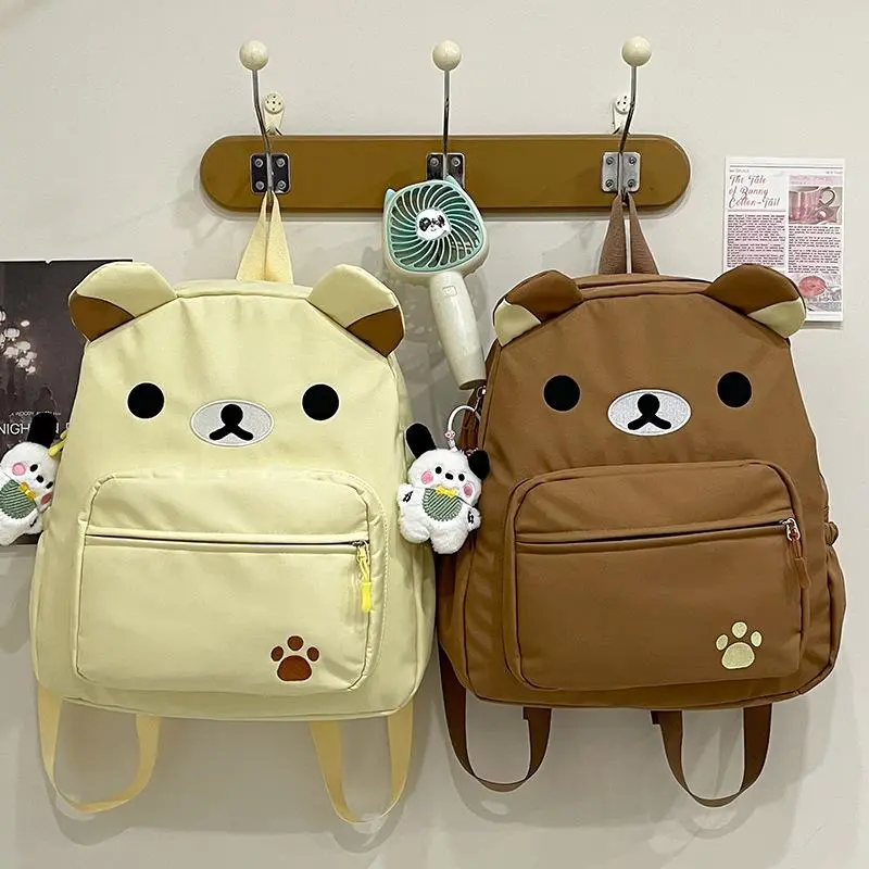 Rilakkuma Cute Backpack for School, Women's Anime Relax Bear Student Bag, Outdoor Sport Travel Fashion Rucksack (Backpacks for School Gift), Cute Backpacks For School