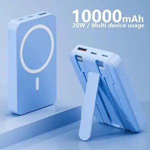 Comes with a built-in portable-Ultra thin power bank 10000mAh Mobile phone holder with large capacity Mini Magnetic Wireless Power Bank with Holder，magnetic phone mount portable chargers with Display and USB-C Cable for iPhone 16/15/14/13/12 Pro/Pro Max