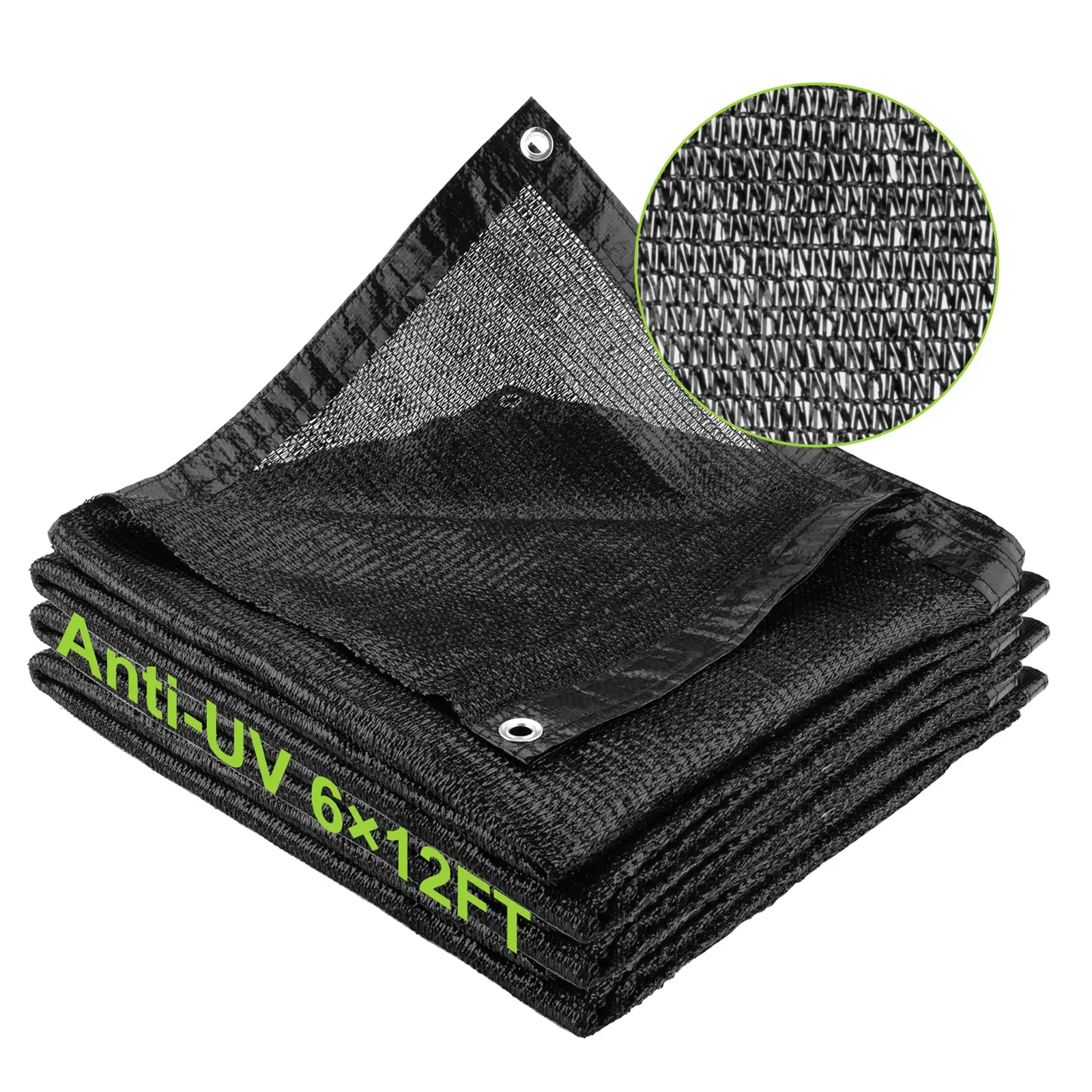 Shade Cloth, 60% Sunblock 6 x 12 ft Sun Shade Sail for Garden Patio Plants Pergola Greenhouse Deck Yard Pool, Black