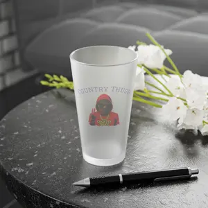 Country Thug character Frosted Pint Glass | 16oz beer cup