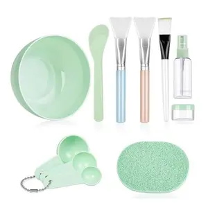 11-Piece DIY Face Mask Mixing Bowl Set – Silicone Brushes, Spatula, Spray Bottle, Puff, Gauges & More – Complete Facial Mask Tool Kit for Skincare & Beauty Treatments