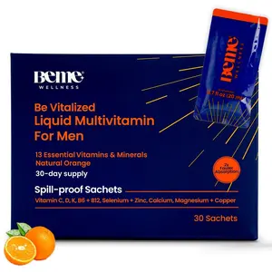 BeMe Be Vitalized Liquid Multivitamin - Daily Liquid Vitamins & Minerals, A, B-Complex, C, D, E, K, Calcium, Zinc, Magnesium, Health & Wellness Supplement Drink (30 Count (Pack of 1), Orange - Men)