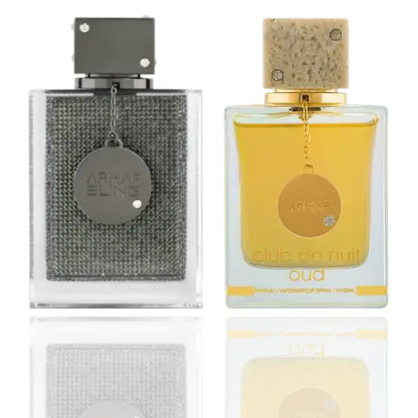 Armaf Men's 2-Piece Fragrance Set (Club De Nuit Bling & Club De Nuit Oud) - Strong Scent, Citrus Top Notes, Citrus Woody Musk, Aromatic Woody Fragrance, Arabian Scent, Daily Use, Day-to-Night Wear
