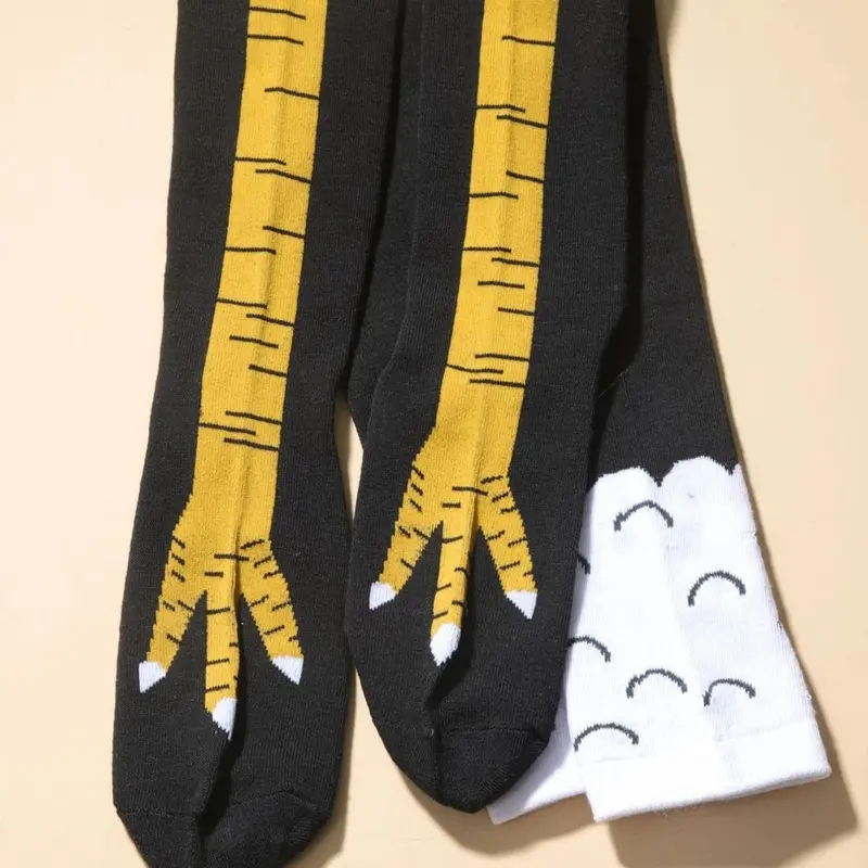 Women's Cartoon Print Socks, Funny Chicken Feet Design Socks, Comfortable Breathable Socks, Trendy Socks, Cute Textured Socks, Casual Socks, All Season Socks, Casual Comfy Socks