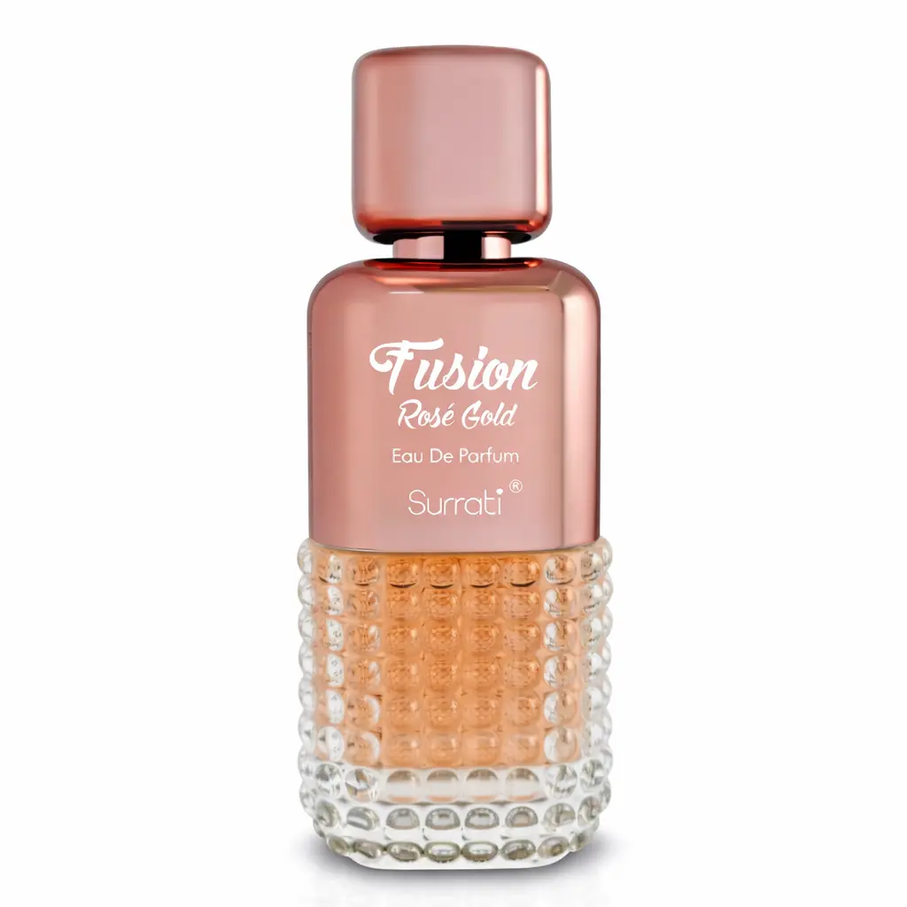 Surrati Women's Fusion Rose Gold Perfume Spray - 100 ml, Fruity Top Notes, Strawberry Honey, Tuberose Jasmine, Sandalwood Finish, Luxury Daily Wear, Single Item, Cruelty-Free Lifestyle
