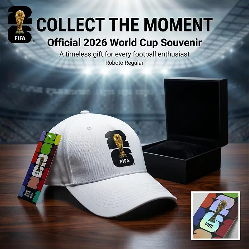 2026 FIFA World Cup Official Licensed Baseball Cap, Trophy Silhouette Fan Hat, Adjustable Sports Cap, Collectible Match Day Accessory for Soccer Fans