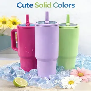 Summer ice Coffee Traveler 40 oz - Leak-Resistant, Stainless -Lined Insulated Travel Coffee Mug for Hot or Cold Drinks with Flip Lid & Handle, Dishwasher Safe Coffee Tumbler,Mother's Day,Teacher appreciation gifts