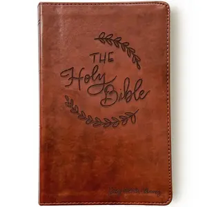 Personalized ESV Large Print Bible - Brown - The Holy Bible in Wreath - Hand Lettered and Engraved