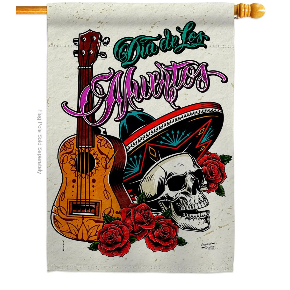 28 x 40 in. Skeleton Fiesta House Flag with Fall Day of Dead Double-Sided Decorative Vertical Flags Decoration Banner Garden Yard Gift