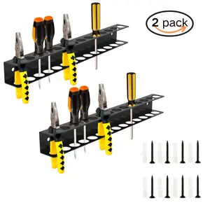 2 Pack Screw Driver Holder Wall Mount,Screwdriver Organizer, Metal Plier Organizer Wall Mount, Screwdriver Garage Tool Storage Rack for Garage Workshop Workbench Edge Tool Chest Cart
