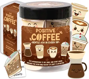 Positive Coffee Affirmation Jar  60 count Cute Emotional Support Coffeee  Coffee Gifts for Women, Men Birthday , White Elephant Gifts for Coworker, Boss, Teacher, Teens,  to School