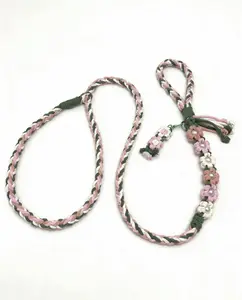 Hand braided Cotton Dog Leash Soft Durable Pet Lead for All Sizes Handwoven Comfort Style Reinforced Stitching Heavy Duty Clasp Adjustable Stainless Steel Martingale Collar