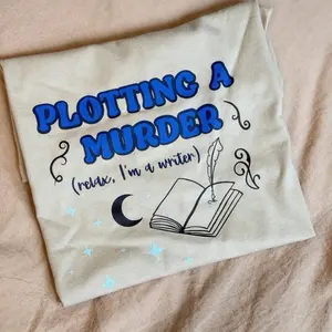 Plotting a Murder Tee - Women's Casual Top with "Relax, I'm a Writer" Design, Perfect for Book Lovers - Womenswear Crewneck Tshirt